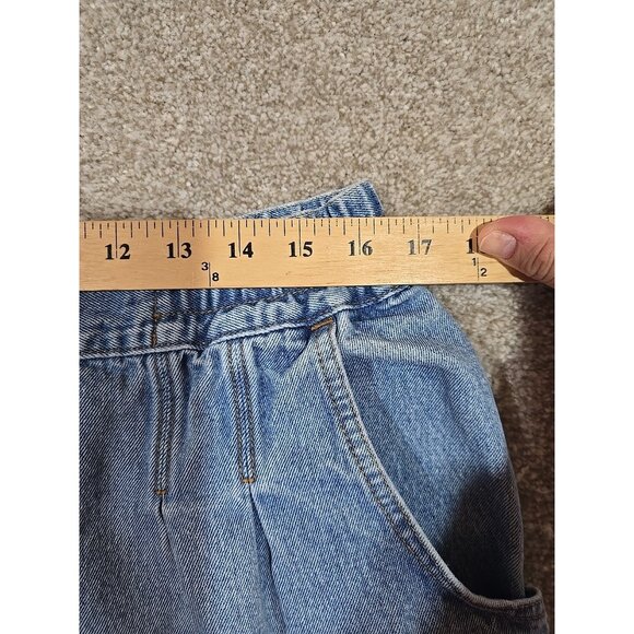 St. John's Bay Vtg Denim Shorts Cotton High Rise Elastic Waist Long Pleated Sz L - Picture 9 of 13